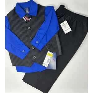 Jonathan Strong NWT Boys 4 Piece Suite Black‎ Pin Striped Blue Size 24M